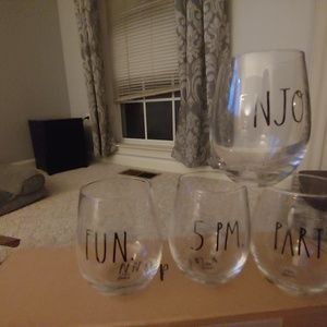 Rae Dunn stemless wine glasses